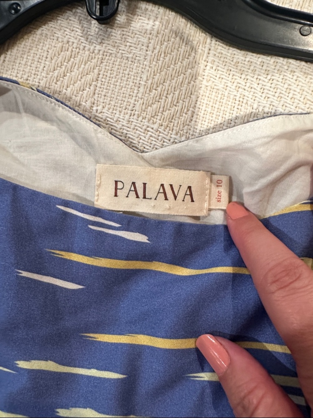 Palava UK Retro Riviera Dress Blue Size 10 Novelty Border Print Organic Cotton - Picture 10 of 15